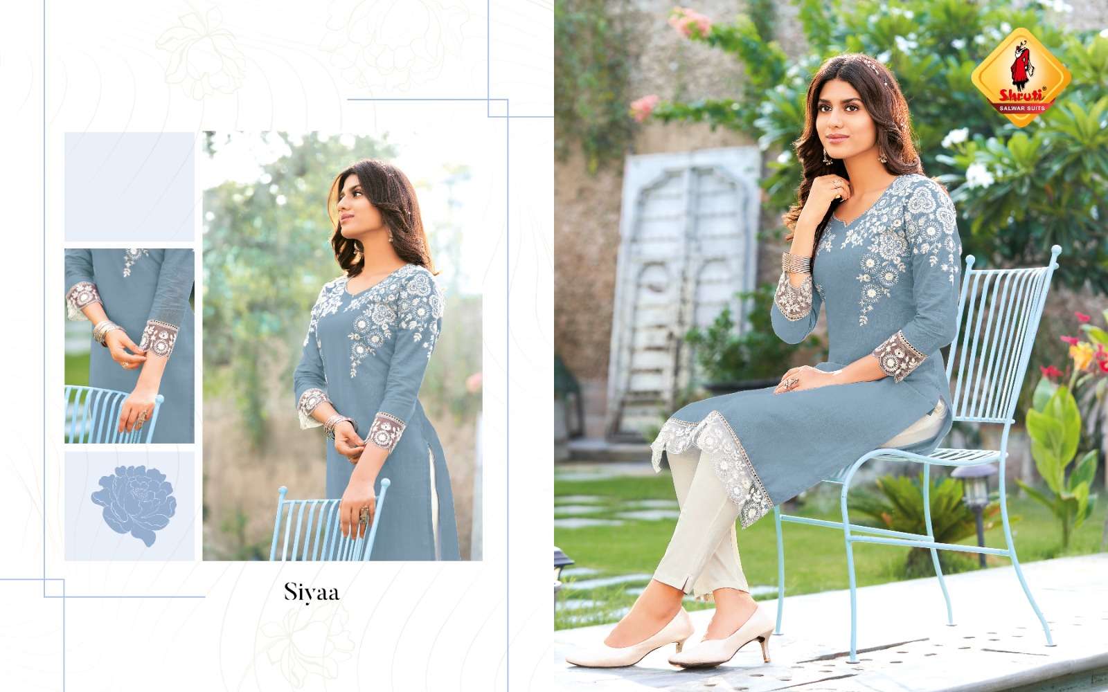 KKASHISH VOL 30  PURE COTTON LINEN WITH DIFFERENT TYPES OF STYLISH EMBROIDERY WORK KURTI BY SHRUTI SUITS BRAND SIYAA